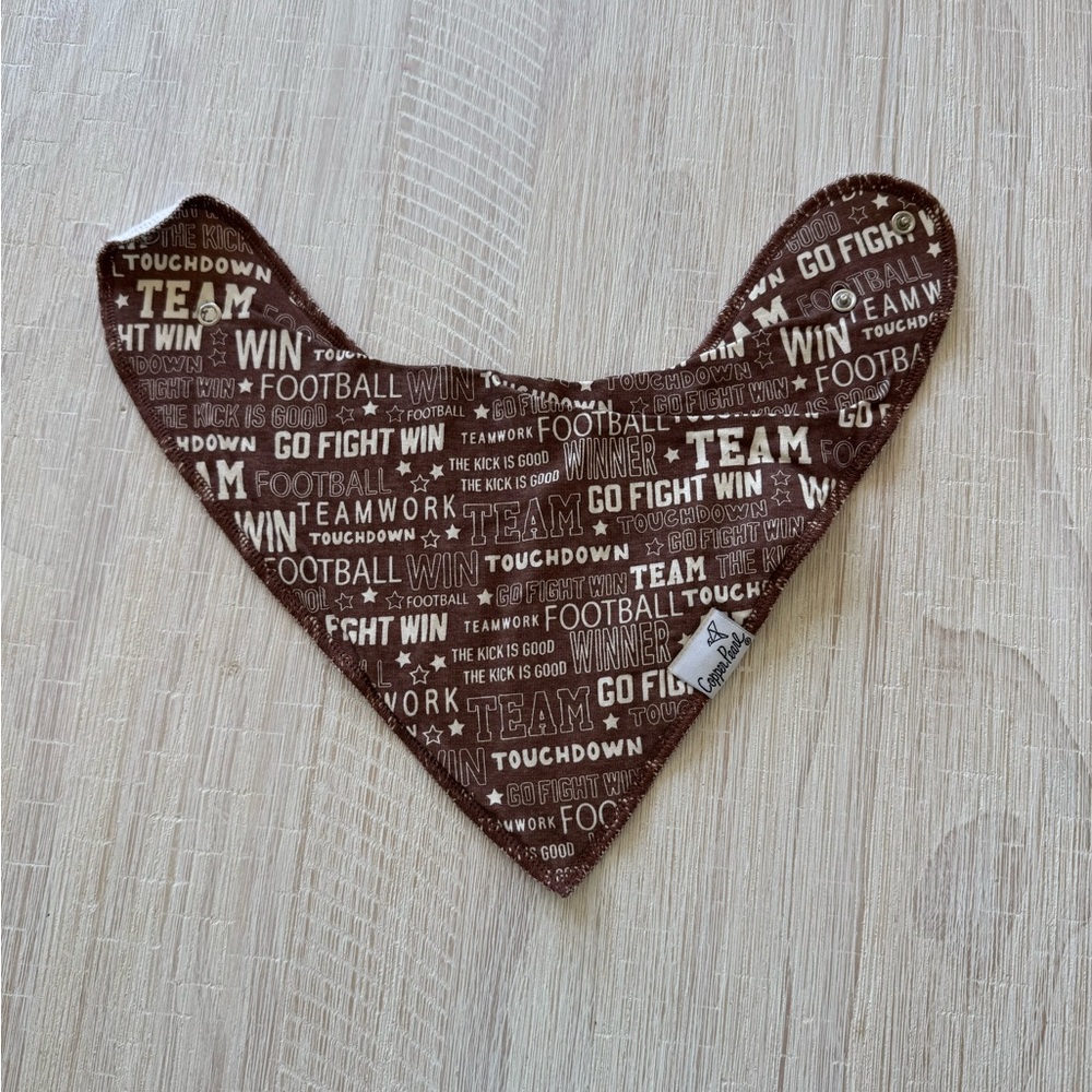 Copper Pearl Football Print Baby Bandana Bib
